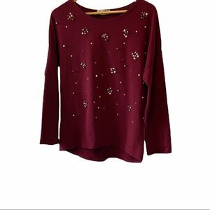 FEMME FATAL MadeInItaly Beaded Casual Boatneck Top